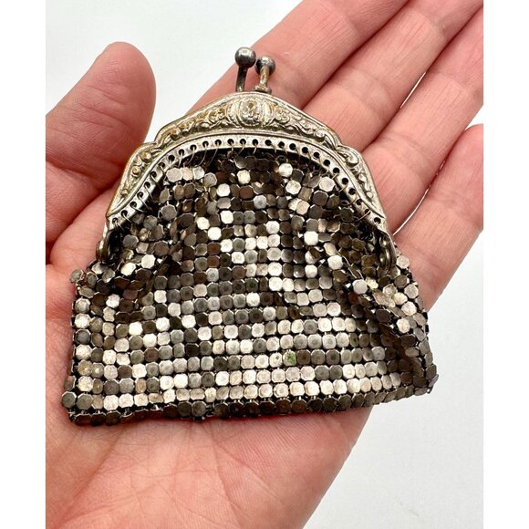 Vintage Victorian Mesh Coin Purse Silver Tone - Picture 1 of 3